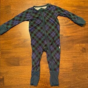 Little Sleepies Emerald Plaid zippie 3-6 mo